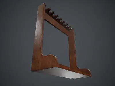 Wooden Weapon Rack 3 PBR Game Ready Low-poly 3D model