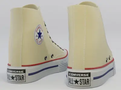 Basketball Leather Shoes Converse All Star Light Yellow 3D model