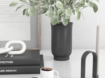 decorative set with eucalyptus  bouquet  3D model