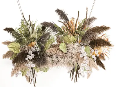 Hanging decor of their dried pampas grass 232 3D model