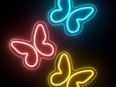 Butterfly Neon Sign 3D model