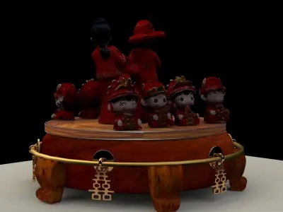 Chinese wedding dolls 3D model