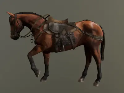 Medieval Horse Low-poly 3D model