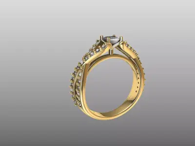 asscher-cut Engagement Ring 3D print model