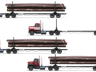 International Fleetstar log truck Low-poly 3D model