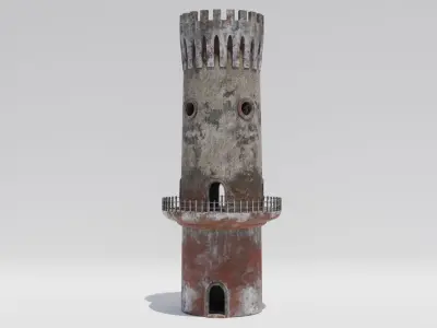 Tower 3D model old rusty Low-poly 3D model
