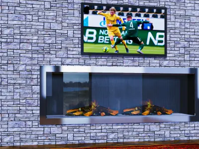 Fireplace with Stone Wall  Free 3D model