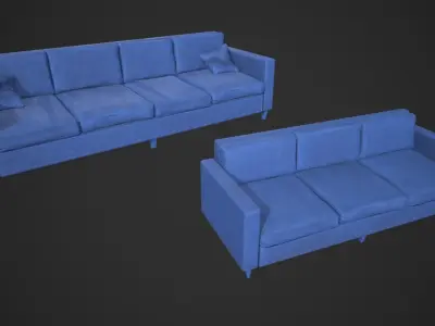 Modern Couch Set Low-poly 3D model