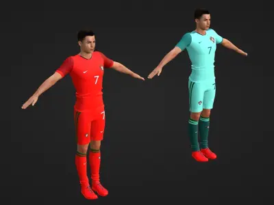 Cristiano Ronaldo - Portugal - Two Models Low-poly 3D model