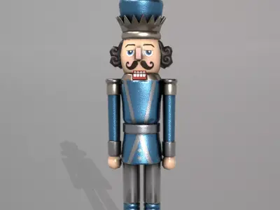 Glittery Blue Nut Cracker Low-poly 3D model