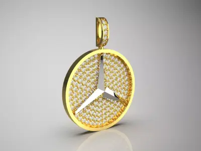 Luxury yellow gold necklace Benz design model jp0242 3D print model