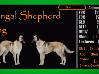 Kangal Shepherd Dog Low-poly 3D model