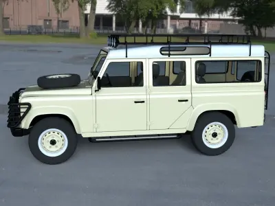 Land Rover Defender 110 Station Wagon w interior HDRI 3D model