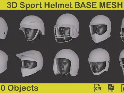3D Sport Helmet Base Mesh 3D model