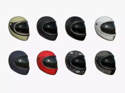 08 Motorcycle Helmets - Character Fashion Design 3D Model Pack