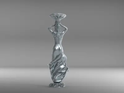 Elegant Standing Woman Candlestick Holder 3D print model