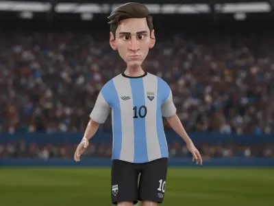 Messi Stylized Cartoon Caricature Footballer Low-poly 3D model