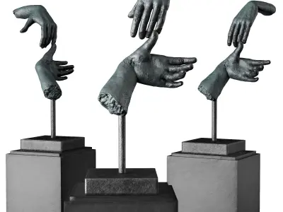 Hands touching fingers sculpture Low-poly 3D model