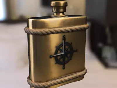 Nautical Compass Flask Low-poly 3D model