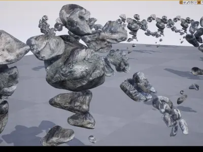 Stone elemental low-poly game engine ready 3D model Low-poly 3D model