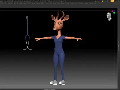 Blue Nurse Antelope - ZBrush Character Basemesh 3D model
