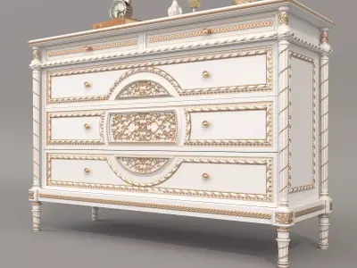 Classic European style Sideboard and Decoration 8 3D model