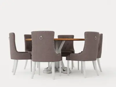Lyon Food Group Around With 6 Victoria Chair White Gray Low-poly 3D model