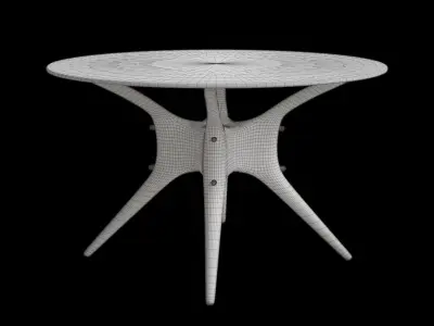 Walnut Round Dining Table Low-poly 3D model