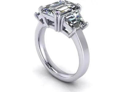 Three Stone Woman Ring V11 3D print model