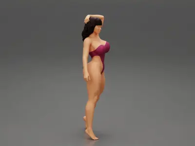 Beautiful Girl Wearing a sexy Monokini 3D print model