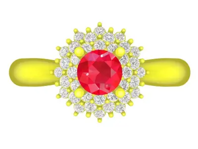 Luxury Double Halo Gemstone Ring 3D Model  4443 3D print model