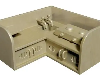 Wooden Kitchen Toy Low-poly 3D model