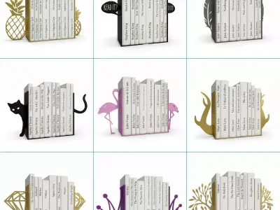 Book Ends and Books Collection 3D model