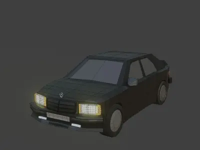  e190 W201 low-poly car game-ready Low-poly 3D model