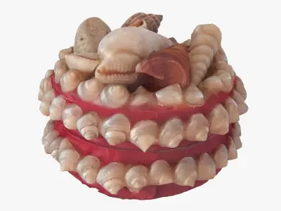 Box with seashells Low-poly 3D model