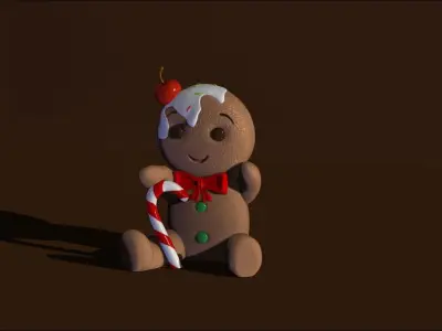 GINGERBREAD BOY WITH CHERRY EASY TO PRINT 3D print model