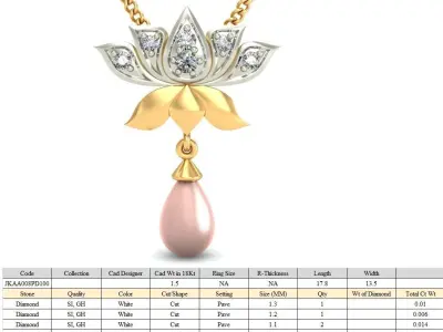 Solitaire Women Pendant 3dm STL OBJ FBX Renders Details 3D print model 27