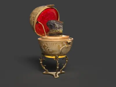 Faberge egg with meat shaped stone  Low-poly 3D model