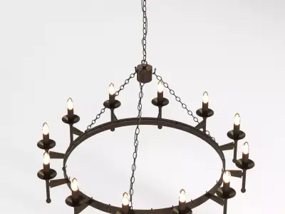Wrought Iron Castle Chandelier 3D model