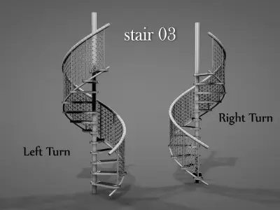 Metal Spiral Stairs V2 Low-poly 3D model