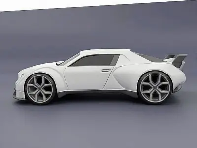 Retrofuturistic concept car 3D model