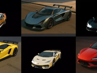 Sport Car bundle 19 pack 100 glb 3D model