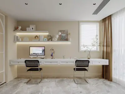 Luxury living room dining room interior scenes 42 3D model