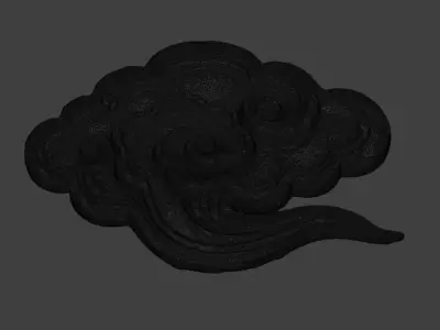 A 3D sculpture of auspicious cloud with cloud pattern decoration 3D print model