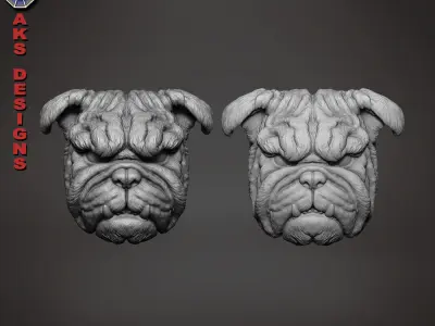Bulldog version 1 Bas relief for cnc 3D print model