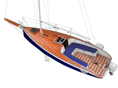 Small Sail Yacht Wooden 3D model