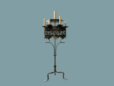 Medieval Candle Holder Low-poly 3D model