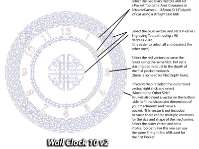 Wall Clock 2 - Files for CNC svg  dxf  eps ai pdf 3D model