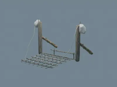 Low-Poly Trap wooden obstacle course Low-poly 3D model