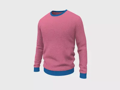 Sweater Full Sleeves Pink Low-poly 3D model